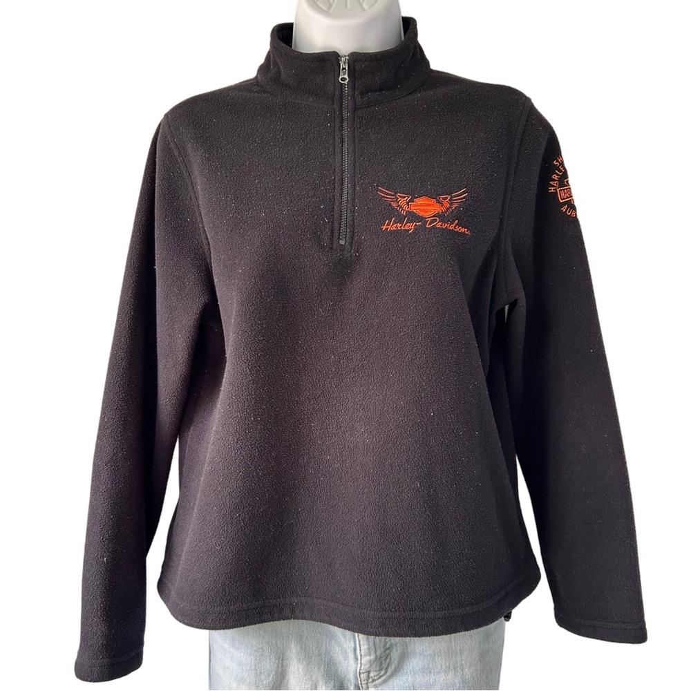 Harley-Davidson Women's Black Quarter Zip Fleece Jacket Size Small Auburn Ma